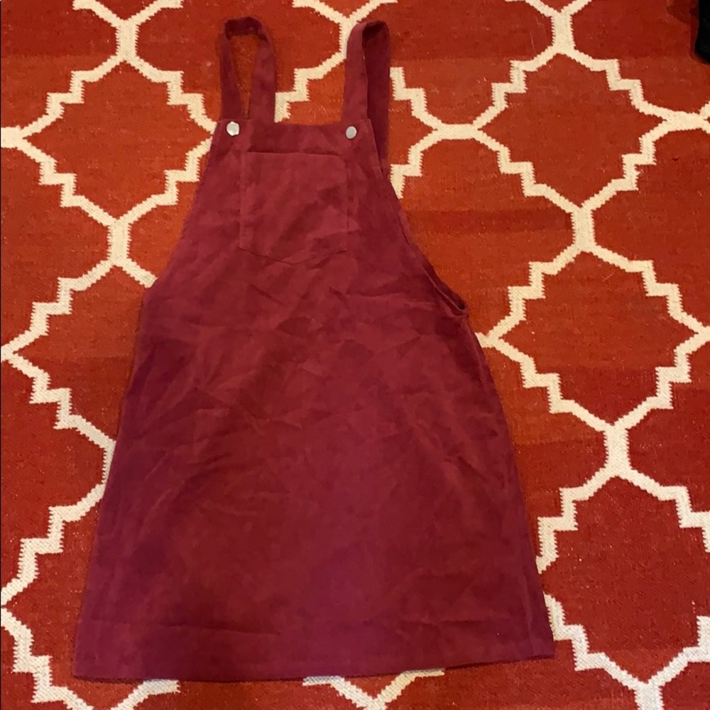 Shein Corduroy Maroon Overall Dress Never worn